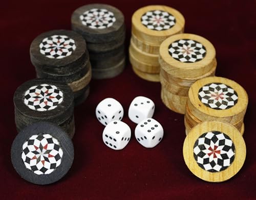 Pierres de Backgammon DAMA en bois fait main avec sac en velours chic