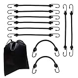 Amazon Basics - Cuerdas Elásticas Resistentes, 30.5 cm, Paquete de 12, color Negro