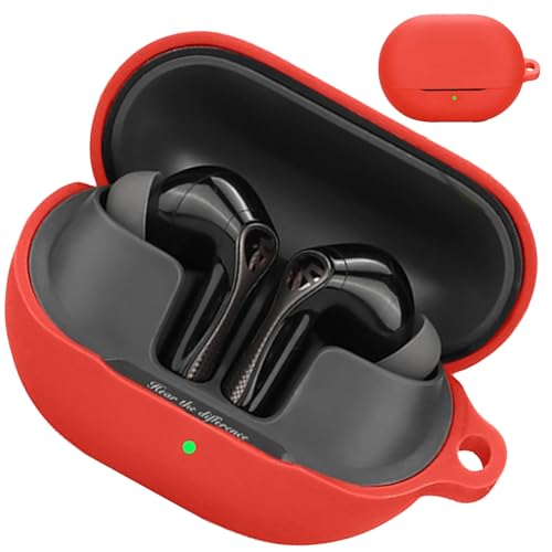 【CIOODDW 】soundpeats air5 pro ケース 対応 soundpeats air5 pro 液状シリコン カバー 全面保護 装着充電可能 落下防止 キズ防止 耐衝撃 防塵 防水 軽量 収納 カラビナ付き(レッド)