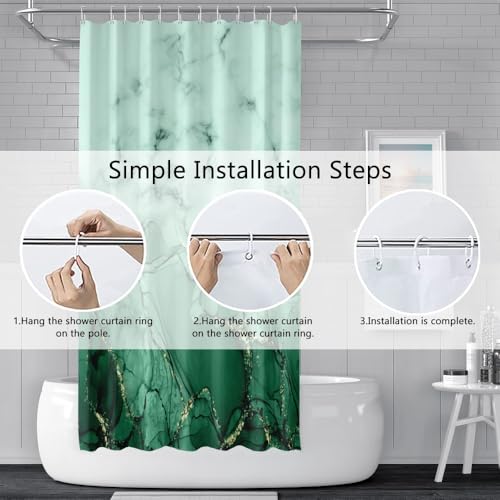 Rideau de douche marbre abstrait en textile haut de gamme - 6