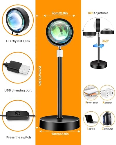 Image of MoonlitDreams RGB Sunset Projection Lamp - 16 Color Modes LED Night Light with Remote for Bedroom, Romantic Decor, Valentine Day Gift, Love Gift for Her, Couple Gift, Ambient Mood Lighting