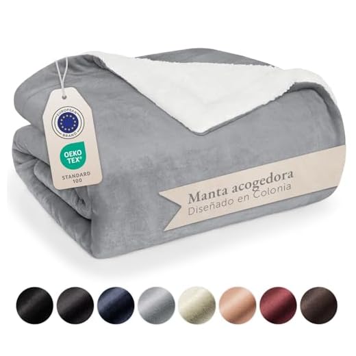 Blumtal Mantas para Sofá Reversible de Sherpa y Franela Suave - Manta Polar 100% Microfibra Extra Suave, Manta de sofá, de Cama o de Sala de Estar, Gris, 150 x 200 cm