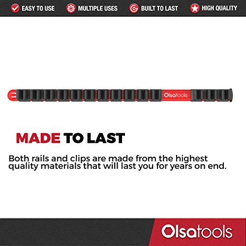 Olsa Tools Premium Wall Mount Screwdriver Organizer | Red Nylon + Black Clips | Holds 14 Screwdrivers