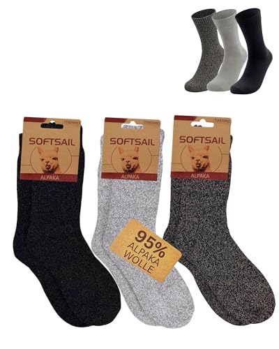 bhb 3 Paar Alpaka Socken 95% Wolle Damen Herren Winter Warm Weich...