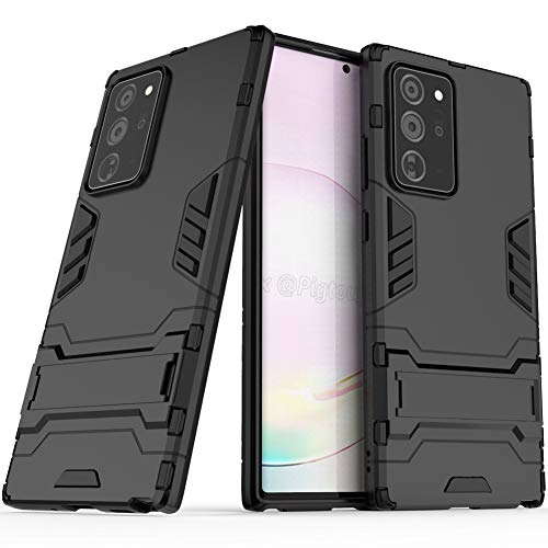 DWaybox Funda para teléfono móvil para Samsung Galaxy Note20 Ultra 2in1 Dual Layer Armor Heavy Duty Contraportada a Prueba de Golpes para Galaxy Note20 Ultra 5G con Pata de Cabra -Negro