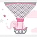 Produktbild anna wand Bordüre selbstklebend HOT AIR Balloons - Wandbordüre Kinderzimmer/Babyzimmer mit Tieren & Heißluftballons Rosa-Grau - Wandtattoo Schlafzimmer Mädchen & Junge, Wanddeko Baby/Kinder