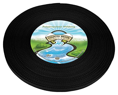 Country Brook Design - 1/2 Inch Lightweight Polypropylene (Polypro) Webbing for Outdoors, Crafting & DIY (Black, 10 Yards)