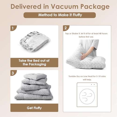 EHEYCIGA Hundebett Grosse Hunde Waschbar, 89x58cm, Hundekissen Flauschig für Mittelgroße Hunde, Kuschelig Umkehrbare Hundematte mit Kunstpelz und Kunstleinen, Grau