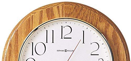 Howard Miller Grantwood Wall Clock 620-174 – 11.5-Inch Champagne Oak Finish, Round Brass-Finished Bezel, Natural Home Decor, White Dial, Quartz Movement Timepiece #TOP3