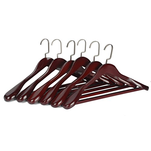 LOHAS Home 6-Pack Solid Wood Extra-Wide Shoulder Coat Hangers, Walnut Finish