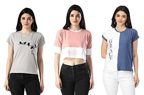 Image of DHRUVI TRENDZ Women's Regular Fit Tops | T Shirt for Women | Tops for Jeans for Women | Tops for Women | Western Tops for Women Stylish | T-Shirt for Women