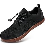 WateLves Wide Water Shoes Mens Womens Barefoot Minimalist Walking Shoes Beach Casual Sneakers Zero Drop Sole (Black/Gum, 44)