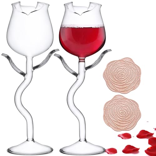 Verres à vin en forme de rose pour une pendaison de crémaillère réussie