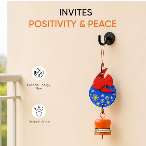 Image of Aakriti Art Creations Wooden Fish Wind Chime Small Multicolor | Handmade Wooden & Metal Windchime | Decorative Wind Chimes for Balcony, Garden, Living Room | Feng Shui Wind Chime Home Decor