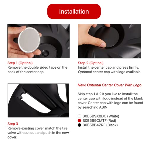 Kavanic Wheel Cover Hubcap 19 Inch Matte Black Support Logo Symmetry Design (4 Pcs) Blade Style 2020-2023 Fits Tesla Model Y Gemini Wheel Cover Replacement #TOP3