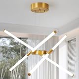 PENACINY Gold Sputnik Chandelier, 6-Light Modern LED Chandelier DIY Linear Art Deco Chandeliers Fixt