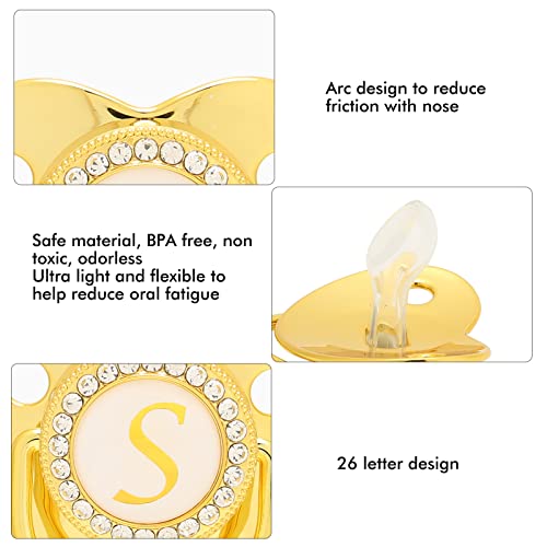 Image of Baby Pacifier, Pacifier Curved Design 26 Letters Baby Pacifier with Chain Clips for Newborn (S)
