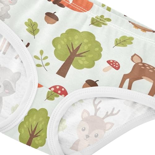 Girls Underwear Toddler 2t Cotton Little Girl Panties Flower Briefs Kids Undies Cute Animals Foxes Forest Beige4