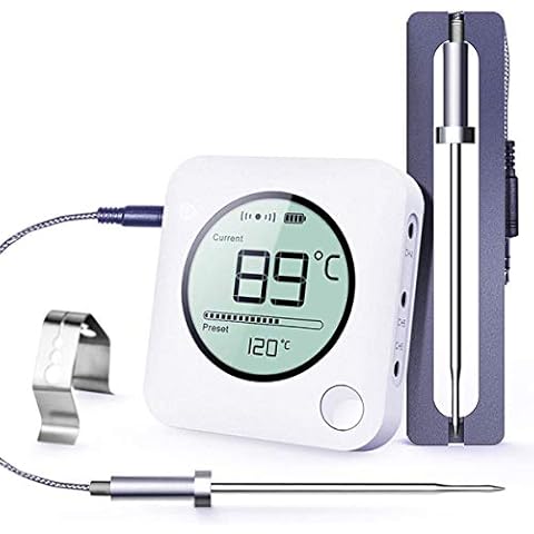 BFOUR Digital Meat Thermometer Wireless Remote BBQ Thermometer with Timer Functions 2 Probes, Instant Read Food Meat Thermometer for Smoker Grilling Oven ,Kitchen, Support iOS & Android Cover