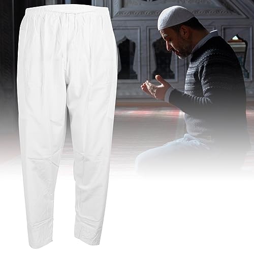 TOPINCN Muslim Pants Trousers Clothes Polyester Saturday Pants Afghan Loosestyle Afghanistan Cotton Polyester Cotton Mid Waist Waist Type Loose Suncatcher Supplies (L) White3