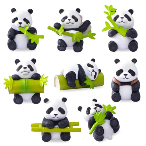Figuras de banda, 8 unidades panda Cake Topper, mini panda figura set, brinquedos educativos aprendizagem presente de aniversário para crianças