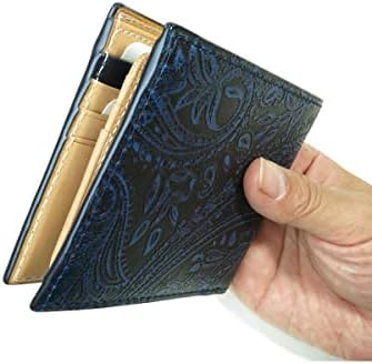 Amazon | [バギーポート] 二つ折り財布 藍染めレザー+ペイズリー柄型