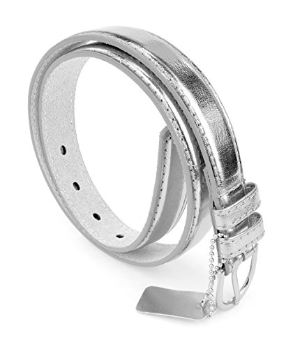 Girls Belt, Skinny Belt for Girls, PU Leather Belts, Silver Polish Buckle, Silver Girls Belt, Large