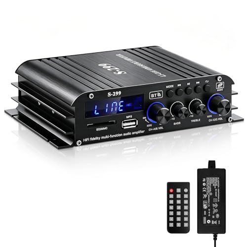 Amplificatore HiFi con Bluetooth, S-299 4 canali RMS 40Wx4+50W Max.