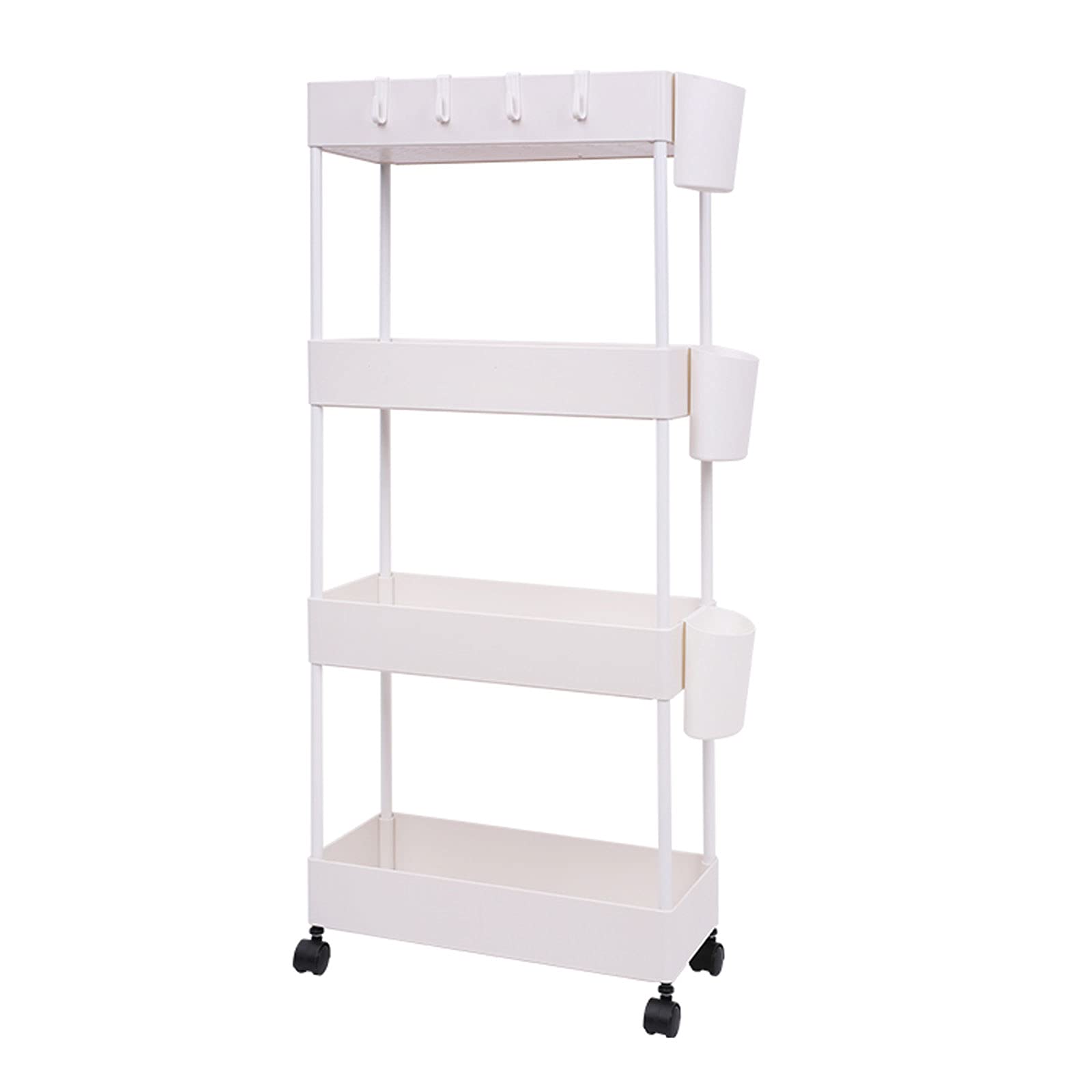 Carro de Almacenamiento Multifuncional de 4 Capas para Cocina, baño, lavadero, Oficina (Blanco)