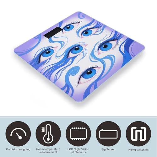 Báscula digital de baño ojo azul divertida, vidrio templado miniatura 3