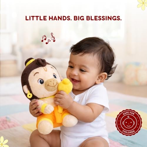 Image of Clapstore Mantra Chanting Hanuman with Meditation Mode Interactive Musical Soft Stuffed Plush Toy | Non-Toxic, Safe | Best Birthday Gift for Newborn Kids (Boys, Girls)