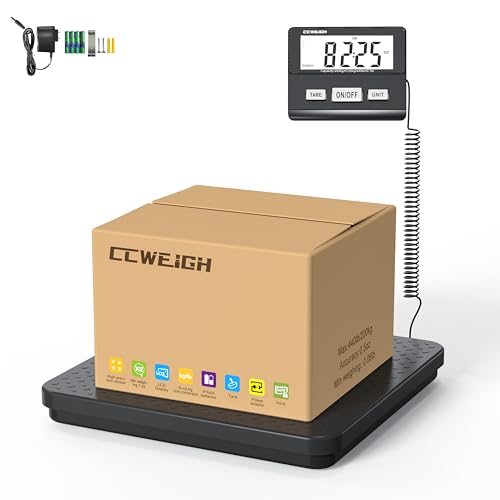 Digital Shipping Scale with Weight Indicator, 440lb/1.76oz, for Small Business, parcels, Home, Luggage, etc., Digital Postal Scale with AC Adapter and LCD Digital Display.