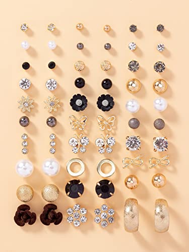 Image of Shining Diva Fashion 30 Pairs Combo Set Stylish Crystal Pearl Earrings for Women and Girls
