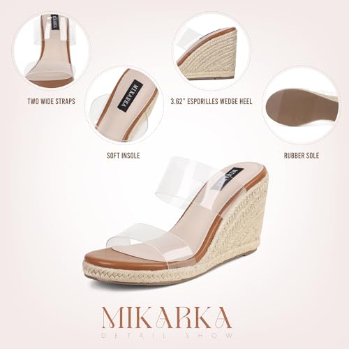Image of mikarka Slip On Wedge Sandals for Women Open Toe Espadrilles Platform Slides Dressy High Heel Beach Summer Sandal Comfortable Wedges Shoe Mules
