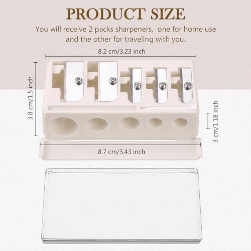 Image of Honoson 2 Pcs 5 Hole Eye Pencil Sharpener with Lid for Makeup, Cream