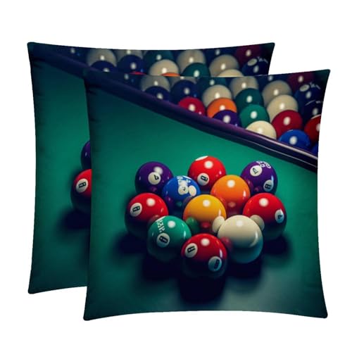 Pillow Cases Standard Size,Throw Pillow Cover,Billiards Pillow Covers 20x20 in,2-Pc