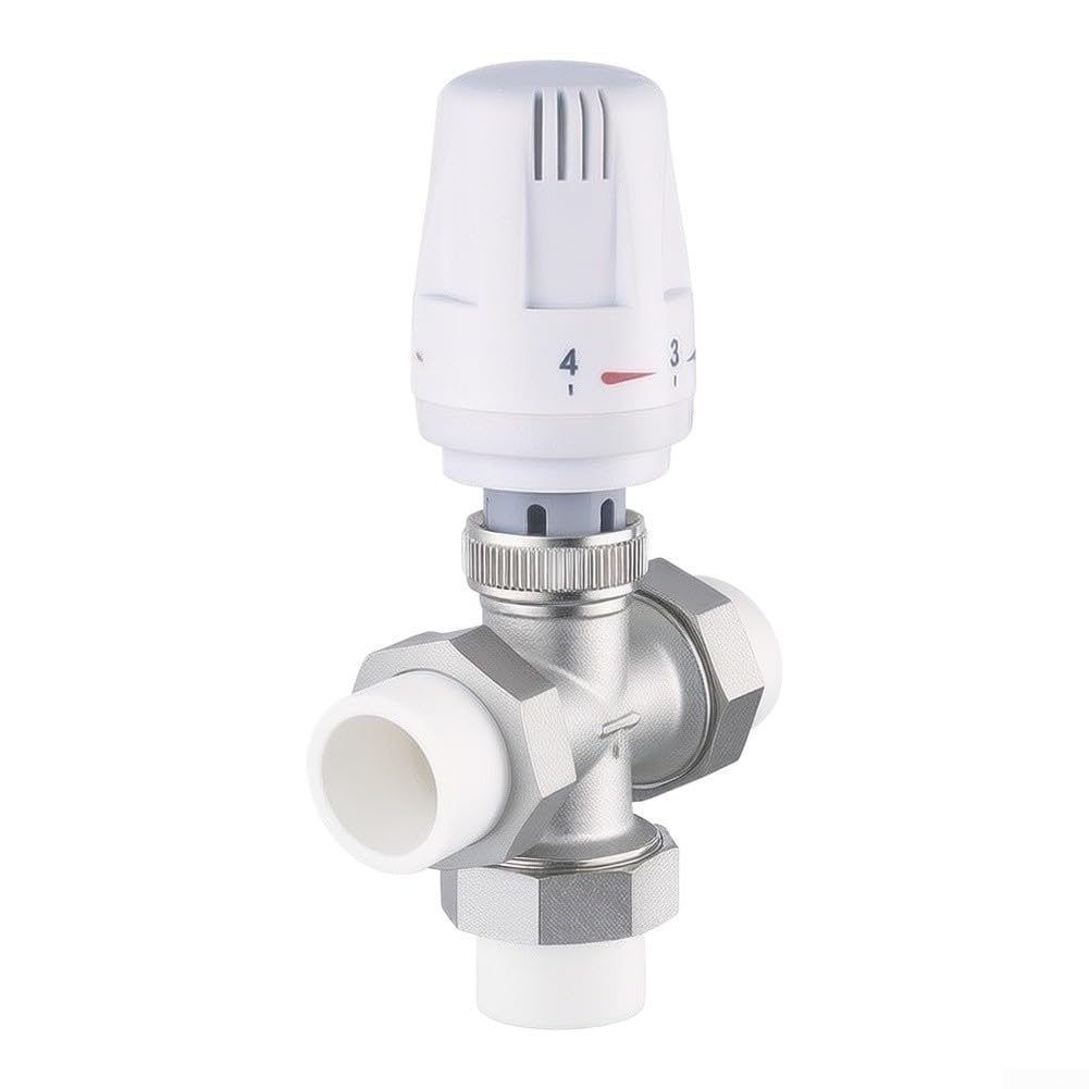 Válvula Termostática de Radiador 3 Vías para latón Control Temperatura Agua Para Calefacción Hogar 12x8x5cm(DN25)