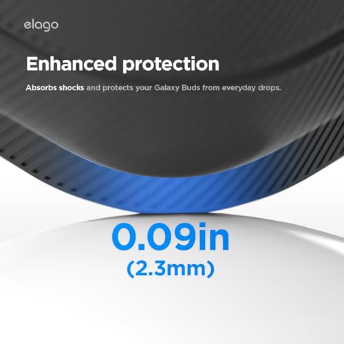 Image of elago Armor Compatible with Samsung Galaxy Buds 4 Pro Case & Galaxy Buds 4 Case, Carabiner Included, Premium Silicone Cover, Wireless Charging, Headphone Accessories, for Men, for Women (Black)