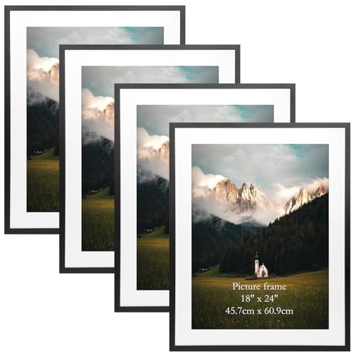 Giftgarden 18x24 Poster Frame with Mat Set of 4, 22x28 Frame Matted to 18x24 Picture for Wall Hanging, Black by Giftgarden - Used condition - US$55.89