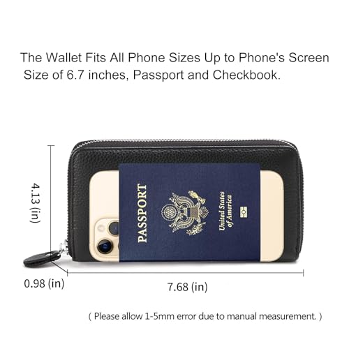 Womens Wallet RFID Blocking Genuine Leather Zip Around Wallet Clutch Wristlet Travel Long Purse for Women4