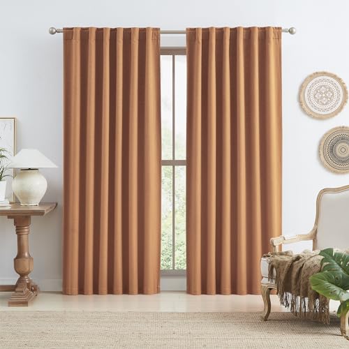 Blackout Linen Curtains 2 Panels, 84in, KEQIAOSUOCAI