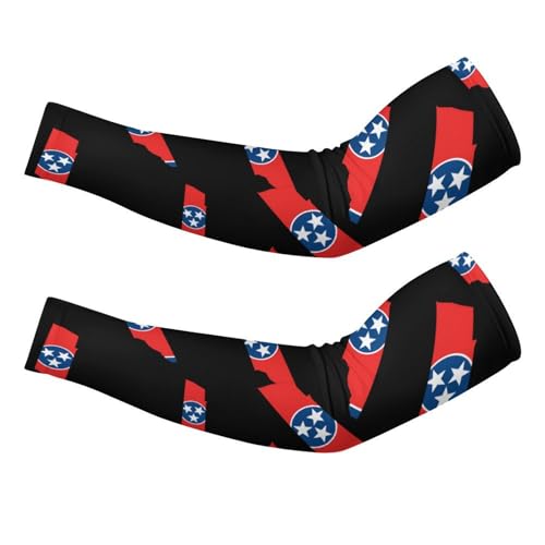 Tennessee State Map Flag Ice Silk Arm Sleeves Cooling Sun Protection Arm Sleeve for Men Women M