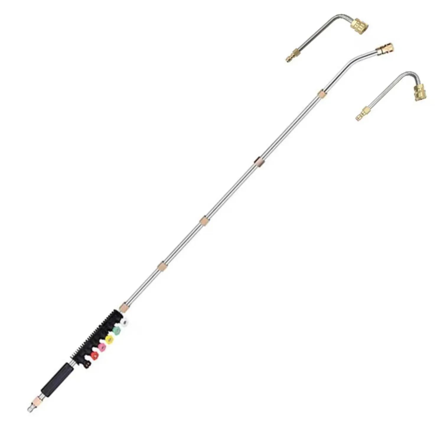 ressure - Set di bacchetta di estensione per rondella 10 in 1, lancia telescopica con attacco rapido da 0,6 cm, compatibile con 4000 psi, include bacchetta curva per lavaggio auto, condizionatore