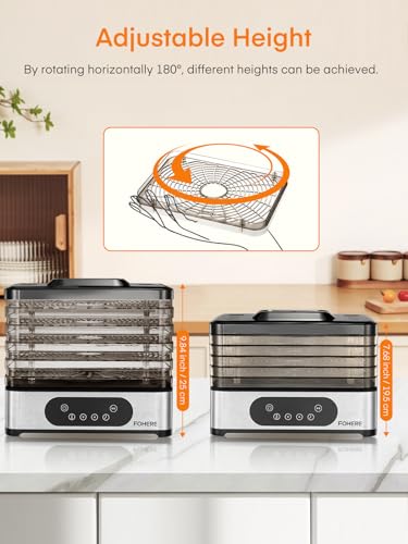 FOHERE Food Dehydrator, 5 BPA-Free Tray Dehydrators, 11.42" Stackable Trays - Image 3