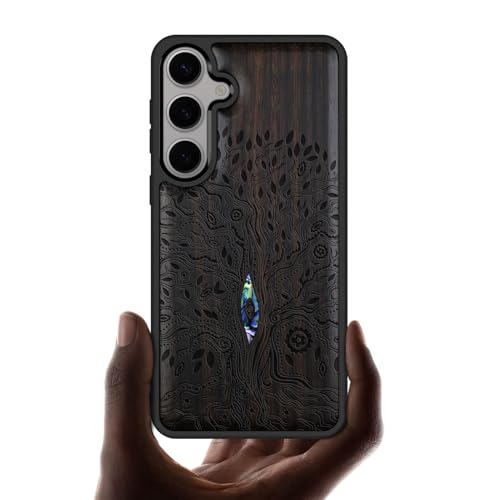 Étui Samsung S25 bois et nacre coque de protection Galaxy S25 antichoc Arbre de la Vie