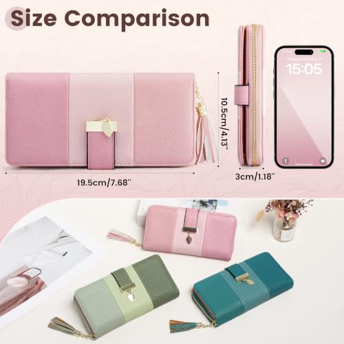 Image of Pomelo Best RFID Wallets for Women Multi Card Slots ID Window | Large Capacity, 12 Card Slots, Id Window, 3 Compartment, 2 Bill Hoder, Phone Pockets, Zipper Coin Pocket, Soft Leather