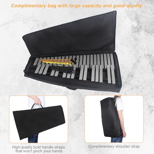 Image of lotmusic 37 Notes Glockenspiel Xylophone Bell Kit: Professional Xylophone for Drummer, Percussion Kit for Adult with 2 Tpypes Drum sticks, Adjustable Stand&Carrying Bag