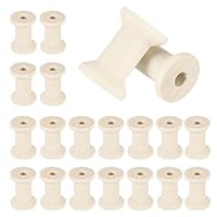 sourcing map 20 Pcs Wooden Spool for Craft, 1.2\"/30 mm Wooden Empty Spools Unfinished Wooden Ribbon Spools for Art, Thread Twine Ribbon, DIY Crafts Home Decor (Wooden)