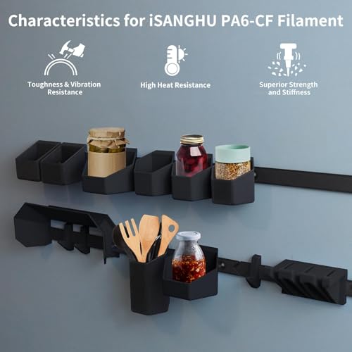 Image of Carbon Fiber PA12 3D Printer Filament 1.75mm Black, High Rigidity Heat-Resistant 3D Printer Filament,Abrasion Resistance for Functional Parts Carbon Fiber Fit Most 3D FDM Printers