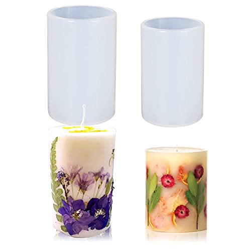 Maydolbone 2Pcs Cylinder Candle Molds, for Silicone Candle Molds Making,for Resin Casting Epoxy Resin Molds for DIY Making Candles, Soaps, Flower Specimen, Insect Specimen, Clay Molds
